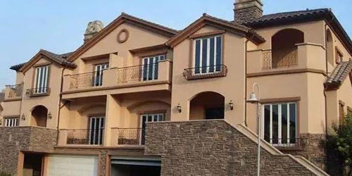 在農(nóng)村小別墅用真石漆裝修外墻，效果圖美絕了